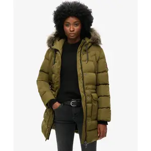 Mid-length women's faux fur puffer jacket Superdry image-1