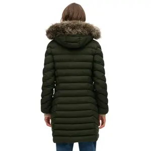 Damska kurtka puchowa średniej długości z kapturem i syntetycznym futrem Superdry image-2