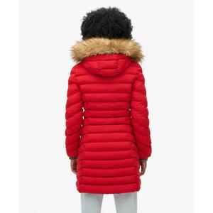 Damska kurtka puchowa średniej długości z kapturem i syntetycznym futrem Superdry image-4