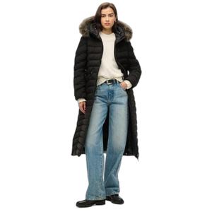 Lange Steppjacke mit Kapuze aus Kunstfell für Damen Superdry Fuji image-1