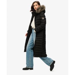 Lange Steppjacke mit Kapuze aus Kunstfell für Damen Superdry Fuji image-3