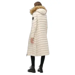 Long hooded puffer coat with faux fur for women Superdry Fuji image-2