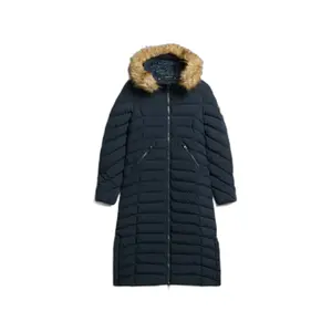 Lange Steppjacke mit Kapuze aus Kunstfell für Damen Superdry Fuji image-1