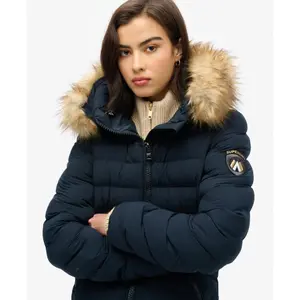 Lange Steppjacke mit Kapuze aus Kunstfell für Damen Superdry Fuji image-2