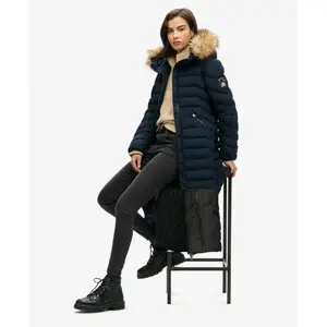 Lange Steppjacke mit Kapuze aus Kunstfell für Damen Superdry Fuji image-3