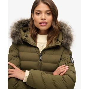 Lange Steppjacke mit Kapuze aus Kunstfell für Damen Superdry Fuji image-2