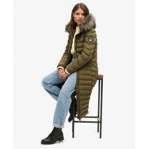 Lange Steppjacke mit Kapuze aus Kunstfell für Damen Superdry Fuji image-4