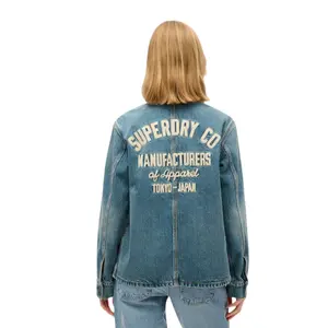 Embroidered denim jacket for women Superdry Chore image-1