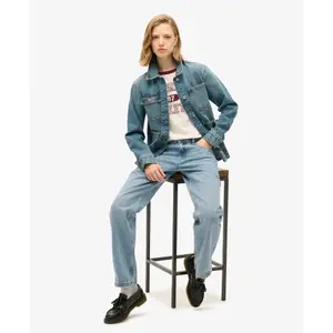 Embroidered denim jacket for women Superdry Chore image-3