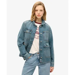 Embroidered denim jacket for women Superdry Chore image-0