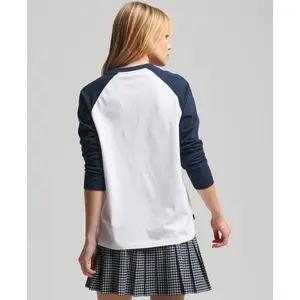 Camiseta de béisbol de manga larga de algodón orgánico para mujer Superdry Vintage image-1