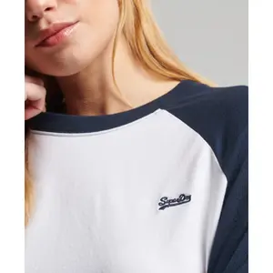 Camiseta de béisbol de manga larga de algodón orgánico para mujer Superdry Vintage image-3