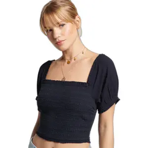 Topo da cultura de smock feminino Superdry Ecovero Vintage image-0