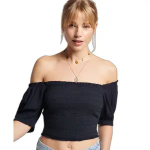 Topo da cultura de smock feminino Superdry Ecovero Vintage image-1