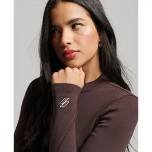 Eng anliegendes geripptes T-Shirt mit Stickerei, langärmlig, Damen Superdry image-3