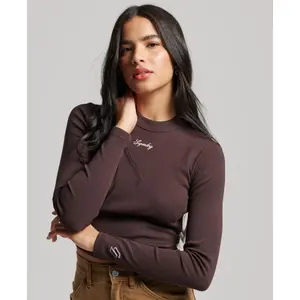 Eng anliegendes geripptes T-Shirt mit Stickerei, langärmlig, Damen Superdry image-1