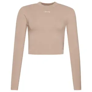 Eng anliegendes geripptes T-Shirt mit Stickerei, langärmlig, Damen Superdry image-0