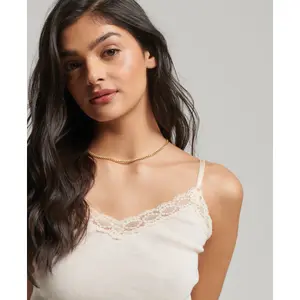 Camiseta de tirantes acanalada con ribete de encaje Superdry image-3