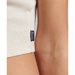 Camiseta de tirantes acanalada con ribete de encaje Superdry image-4