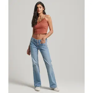 Camiseta de tirantes acanalada con ribete de encaje Superdry image-1