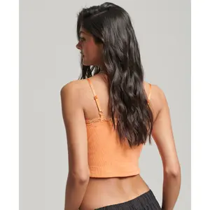 Camiseta de tirantes acanalada con ribete de encaje Superdry image-2