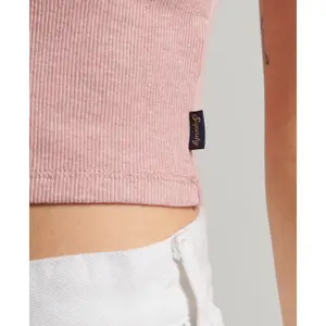 Camiseta de tirantes acanalada con ribete de encaje Superdry image-4