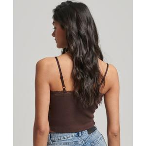 Camiseta de tirantes acanalada con ribete de encaje Superdry image-2