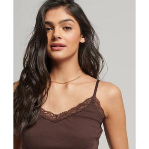 Camiseta de tirantes acanalada con ribete de encaje Superdry image-3