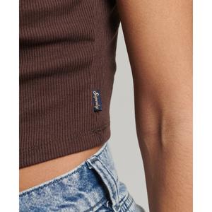 Camiseta de tirantes acanalada con ribete de encaje Superdry image-4