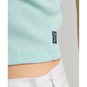 Camiseta de tirantes acanalada con ribete de encaje Superdry image-4