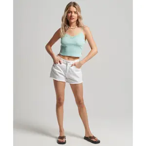 Camiseta de tirantes acanalada con ribete de encaje Superdry image-1