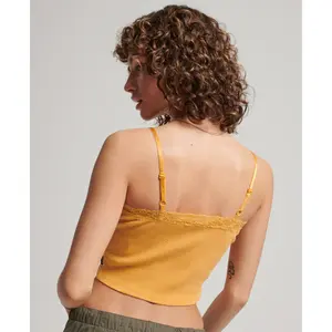 Camiseta de tirantes acanalada con ribete de encaje Superdry image-2