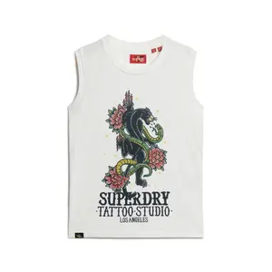 Camiseta de tirantes de strass mujer con efecto tatuaje Superdry image-0
