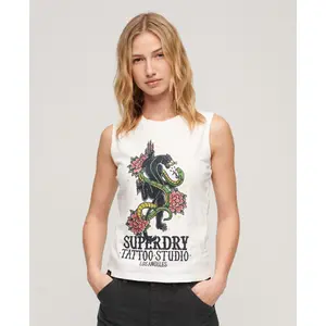 Camiseta de tirantes de strass mujer con efecto tatuaje Superdry image-2