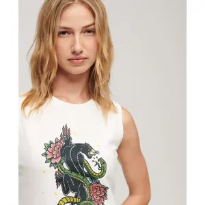 Camiseta de tirantes de strass mujer con efecto tatuaje Superdry image-3