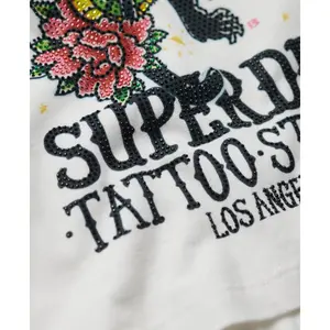 Camiseta de tirantes de strass mujer con efecto tatuaje Superdry image-4
