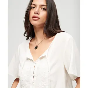 Women's embroidered button-down blouse Superdry image-3