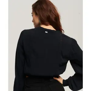 Blouse smockée manches longues et finitions dentelle femme Superdry image-3