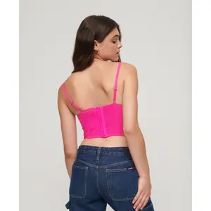 Short bustier in gathered mesh for women Superdry image-2