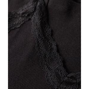 Débardeur Caraco côtelé en coton bio à liseré en dentelle femme Superdry Essential image-1