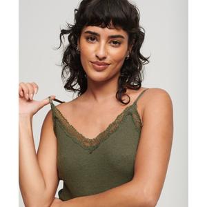 Débardeur côtelé en coton bio à liseré en dentelle femme Superdry Essential image-2