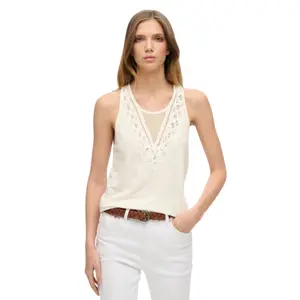 Camiseta sin mangas de encaje de jersey mujer Superdry image-1