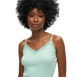 Débardeur côtelé en coton bio à liseré en dentelle femme Superdry Vintage image-3