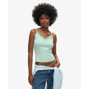 Débardeur côtelé en coton bio à liseré en dentelle femme Superdry Vintage image-1