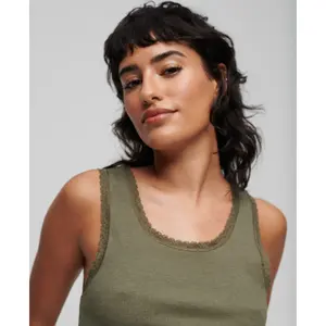 Débardeur en coton bio à liseré en dentelle femme Superdry Vintage image-2