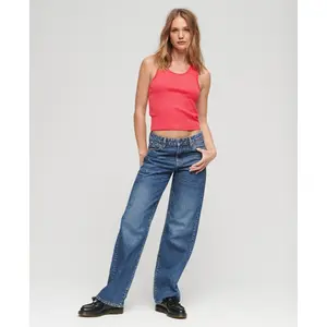 Débardeur en coton bio à liseré en dentelle femme Superdry Vintage image-1