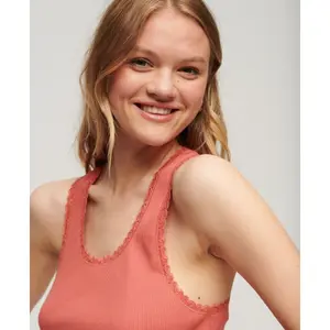 Débardeur en coton bio à liseré en dentelle femme Superdry Vintage image-3