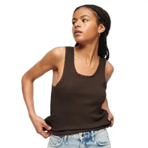 Débardeur en coton bio à liseré en dentelle femme Superdry Vintage image-1