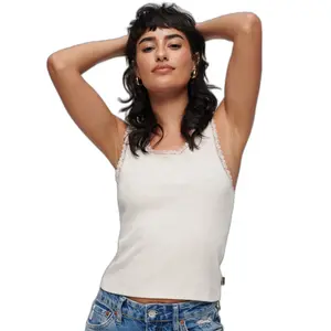 Débardeur en coton bio à liseré en dentelle femme Superdry Vintage image-1