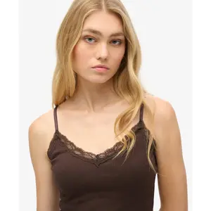 Kurzes Top mit Spitzenbesatz für Frauen Superdry Essential image-4